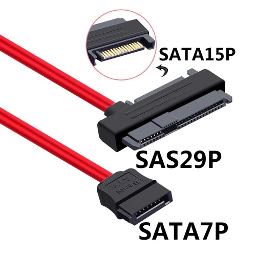 Imagen 2 del producto SAS serie fija SCSI SCSI SFF-8482 a cable de alimentación SATA convertidor de cable de puerto serie de 29 pines disco duro HDD adaptador SAS a SATA
