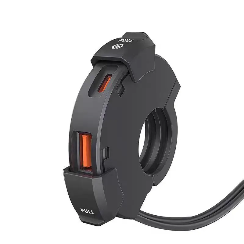 

Motorcycle Mobile Phone Charger USB Fast, Waterproof Charging, and 30W Charging Seat SAE Interface Installed.