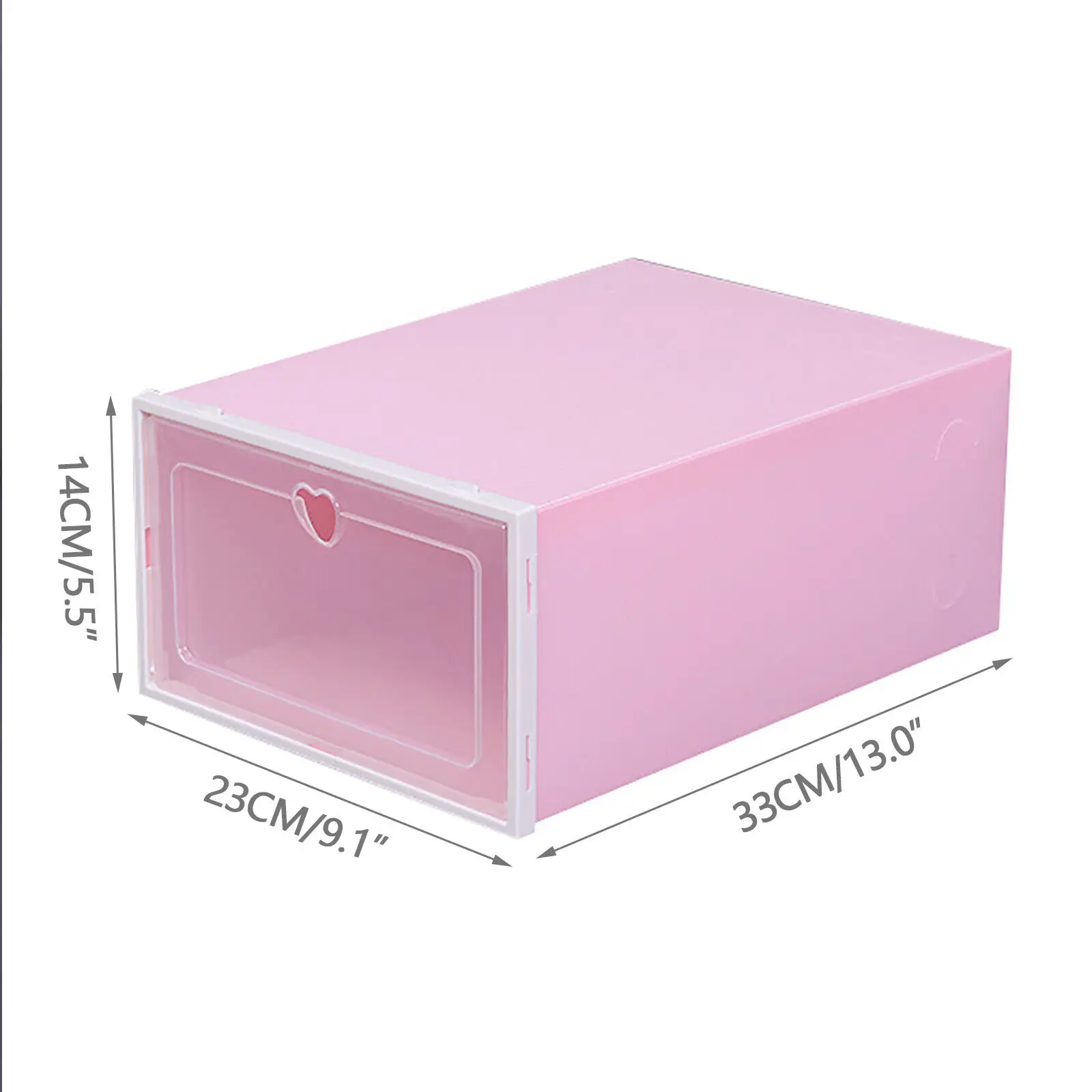 20PCS Pink Shoe Box Storage Organizer Plastic Cabinet High Transparent Sneakers Dustproof Decorative Box Stackable Space-saving