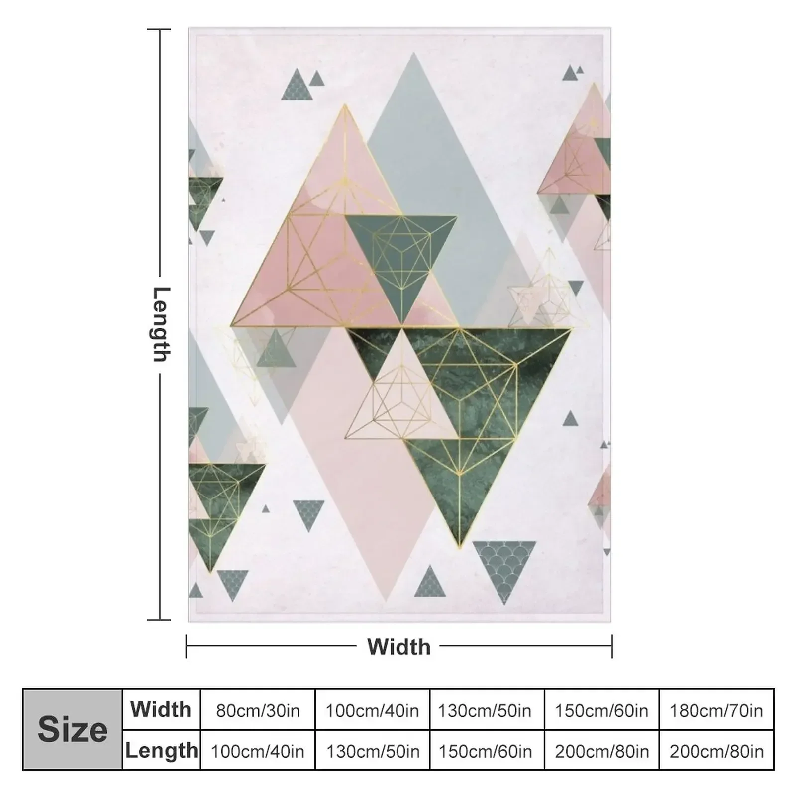 Pink and green Geometric Throw Blanket Bed linens Polar Blankets