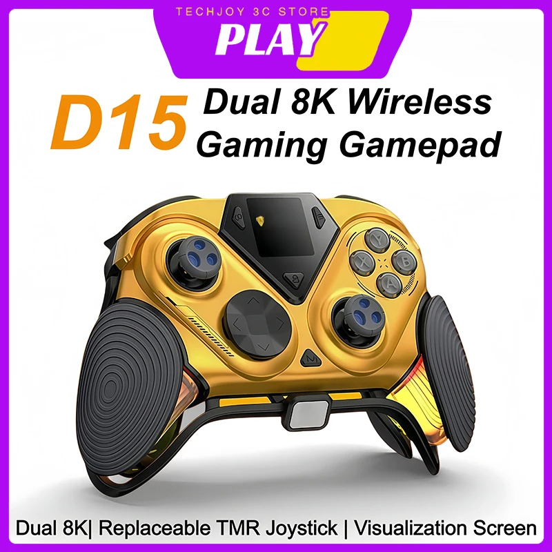 Easy Smx D15 Dual 8K Wireless Bluetooth Game Controller Tmr Joystick Hall Trigger for Pc Steam Switch Mobile Tablet Fps Gaming