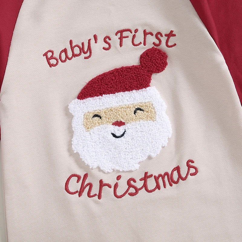 My First Christmas Outfit Baby Boy Girl 0-18 MonthsLetter Print Romper Jumpsuit Long Sleeve Playsuit Newborn Fall Winter Clothes