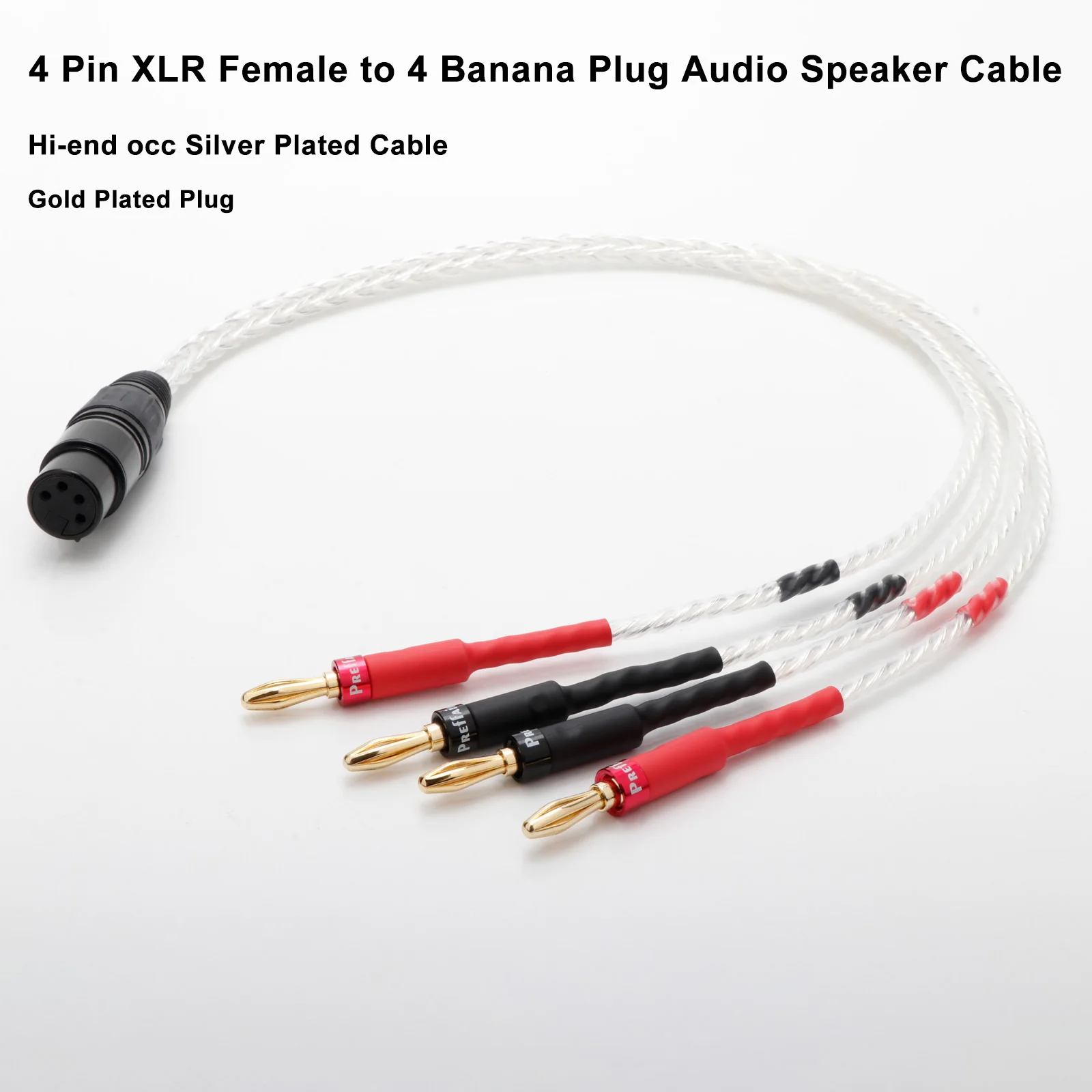 XLR-Buchse auf 4 Bananenstecker / Y-Spade Deluxe 4mm OCC Versilbert Vergoldet Bananenstecker Audiokabel Lautsprecher Verstärker Hifi-Kabel – Detail 6