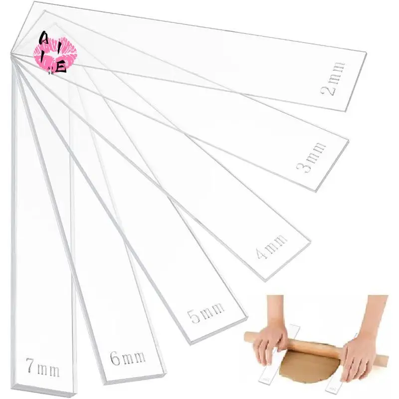 A11E-12Pcs 6 Size Acrylic Polymer Clay Depth Guide Set, 2,3,4,5,6,7Mmadjustable Clay Rolling For Polymer Earrings, Roller