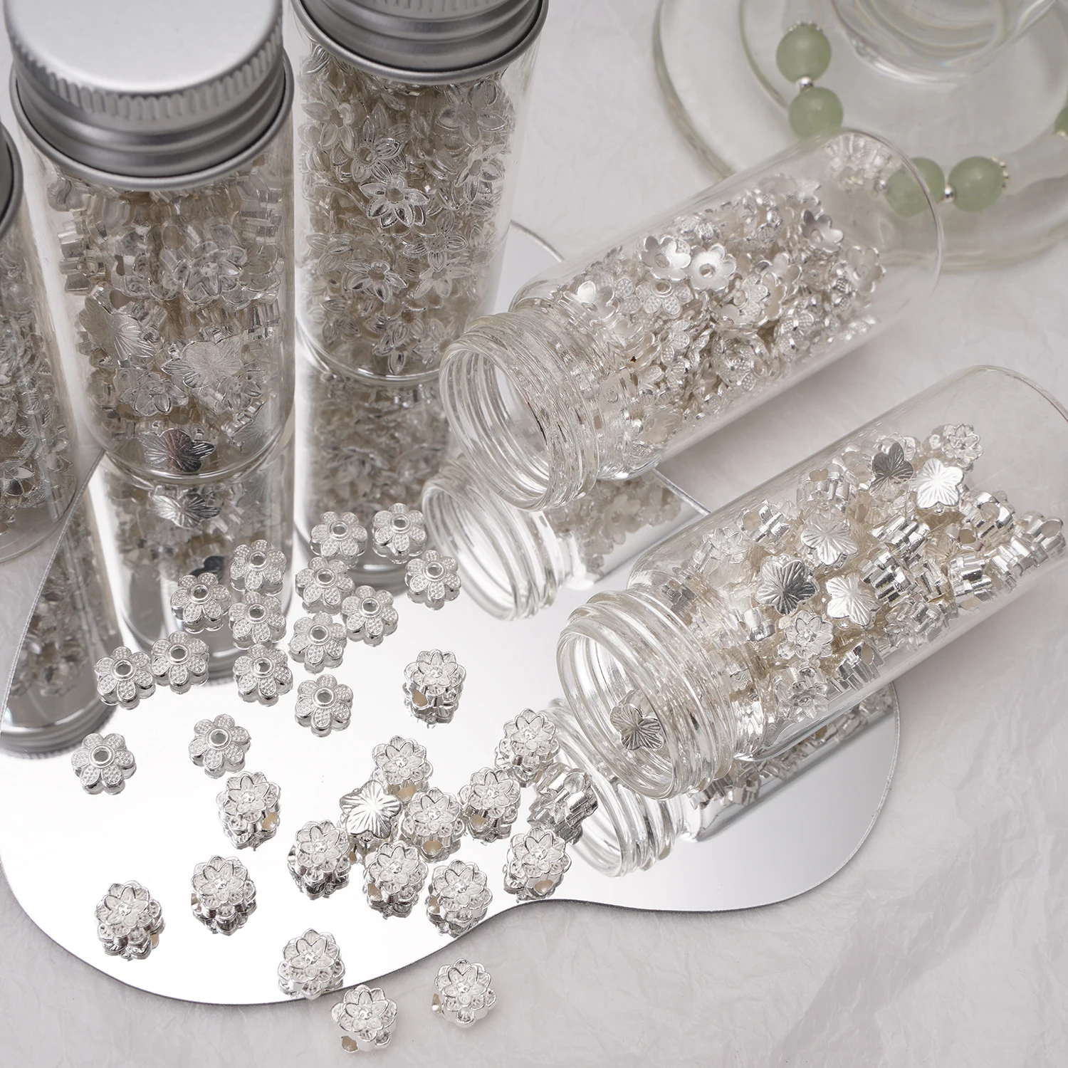 

5-50pcs Spacer Beading Flower Bead End Caps Beads Loose Silver Gifts DIY Necklace Earring Jewelry Crafts Making Accessories