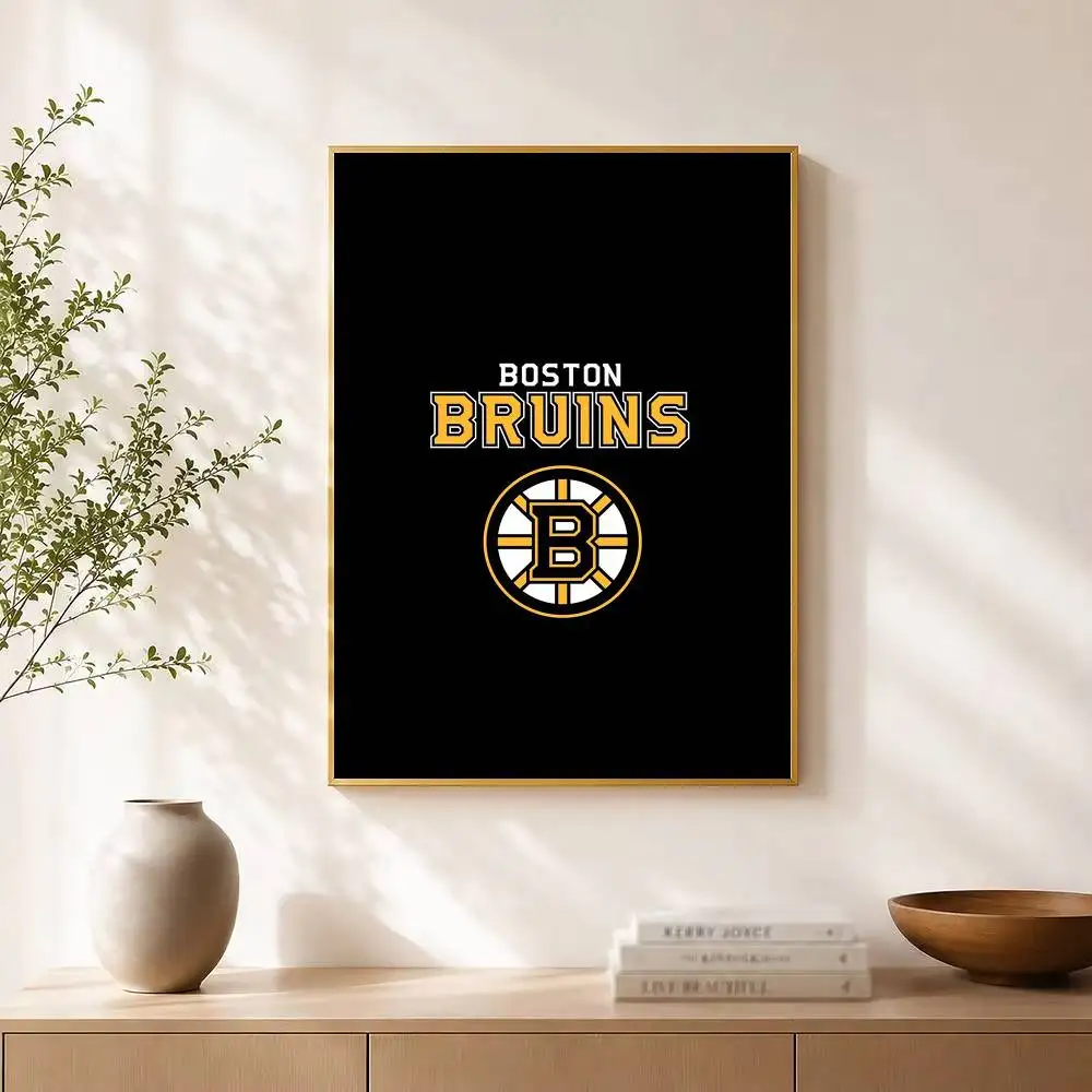 Cool Fashion Boston B-Bruins Poster Waterproof Wall Art Sticker For Bar Living Room Vintage Decor High Quality Print Gift