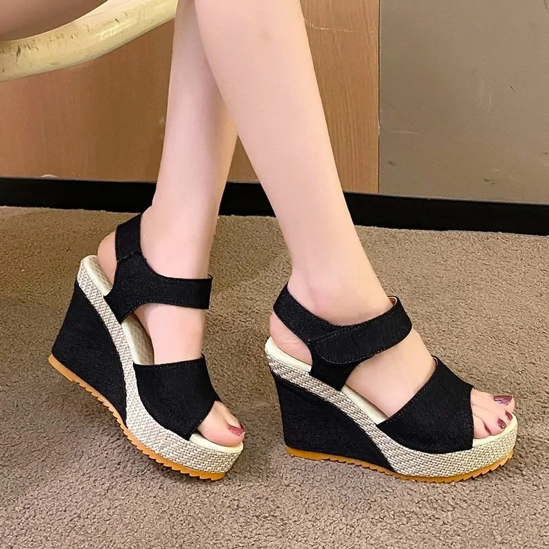 New Women Fashion Summer Platform Wedge Sandals Ankle Strap Fish Mouth Espadrilles Sandals Sandalias Femininas Sandalen Sandales