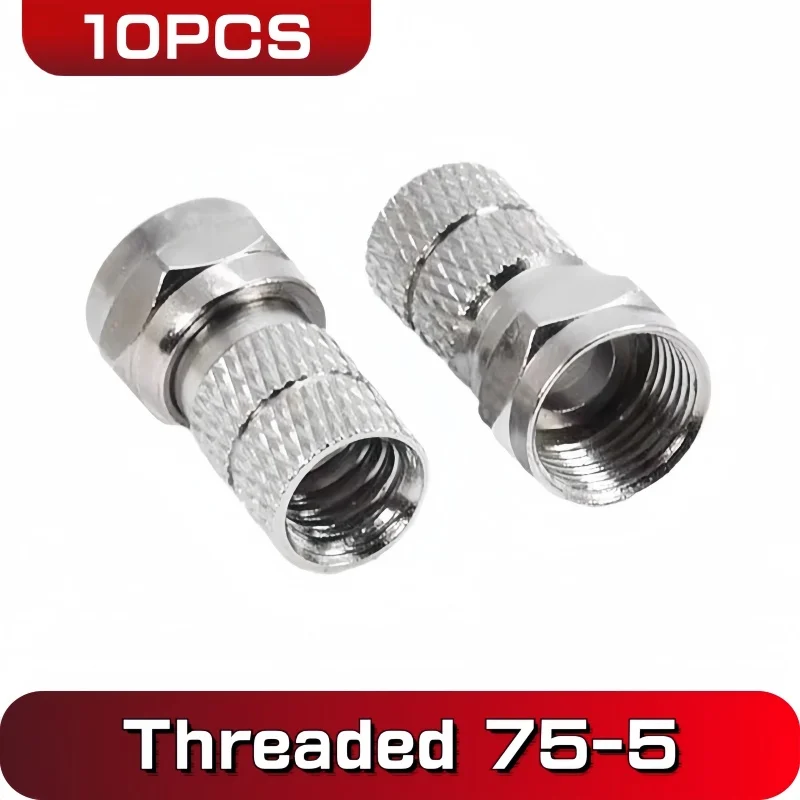 10PCS 75-5 F Type Coaxial Cable Connector Plugs Brass materials singnal Line connectors F connector