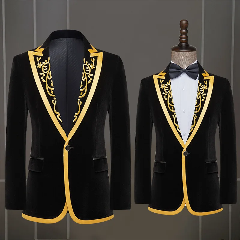 Jay Chou's Wedding Suit Jacket For Singers, Hosts, Stage Performances, Photography Studios, Velvet Performance Costumes