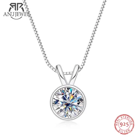 AnuJewe 1ct/2ct D 컬러 Moissanite 다이아몬드 목걸이 최고 품질 18K 골드 도금 펜던트 목걸이 파인 쥬얼리 선물 도매
