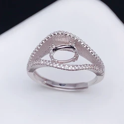 MeiBaPJ Inlay Oval 5*7mm Gemstone Fashion Ring Setting DIY Empty Holders for Women S925 Sterling Silver Fine Charm Jewelry