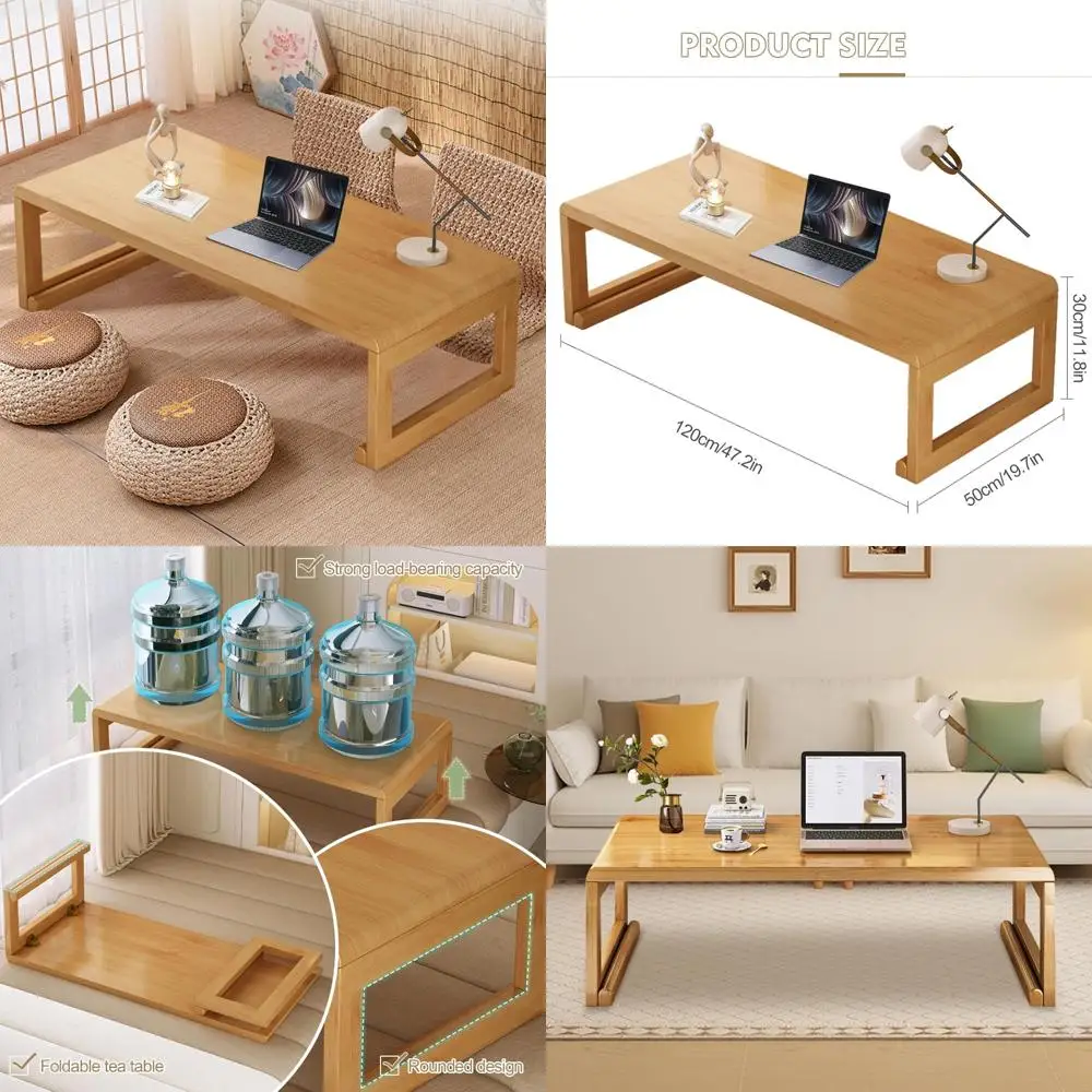 Versatile Bamboo Folding Tea Table for Japanese-Style, Office, and Living Spaces