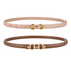 Genuine Leather Thin Belt for Women's Fashion Decoration with Dress Waist Strap for Women's Black Beige Small Girdle