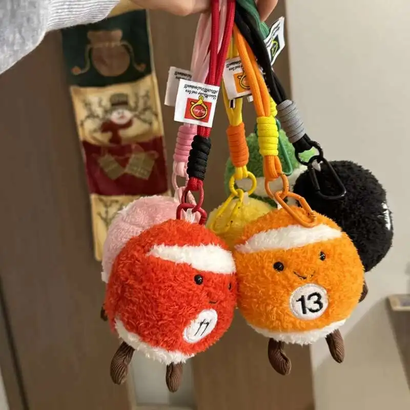 10cm Billiards Plush Pendant Table Ball Keychain Creative Dopamine Color Billiards Keychain Lucky Black No.8 Key Ring Doll
