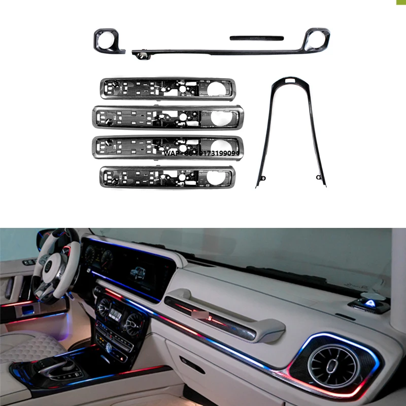 2019-2024 g Class W464 G500 G63 Car Interior Trims Car Ambient Lights Air Condition Trims Central Control Cover with Led Auto