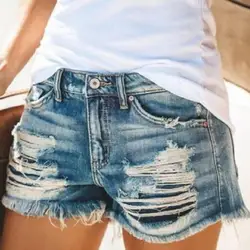 Womens Pocket Jean Short High Waist Short Lady Denim Shorts Female Hole Bottom Casual Slim Tassel Button Jeans Shorts 2022 шорты