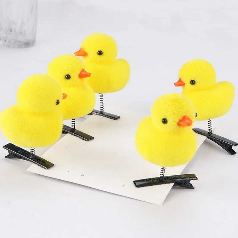 10/20/50/100Pcs/Lot Cartoon Funny Children 3D Little Yellow Duck Plush Hairpin Fashion DIY Duckbill Clip Accessories Party Gifts