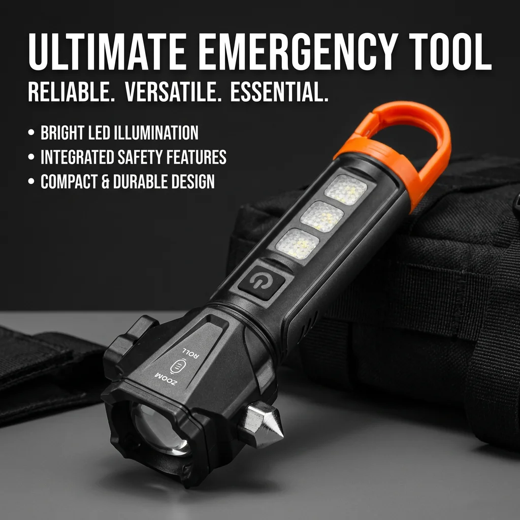 Multi functional emergency flashlight Rechargeable Flash light Super Bright LED Tactical Torch Camp Lamp Portable car flashlight
