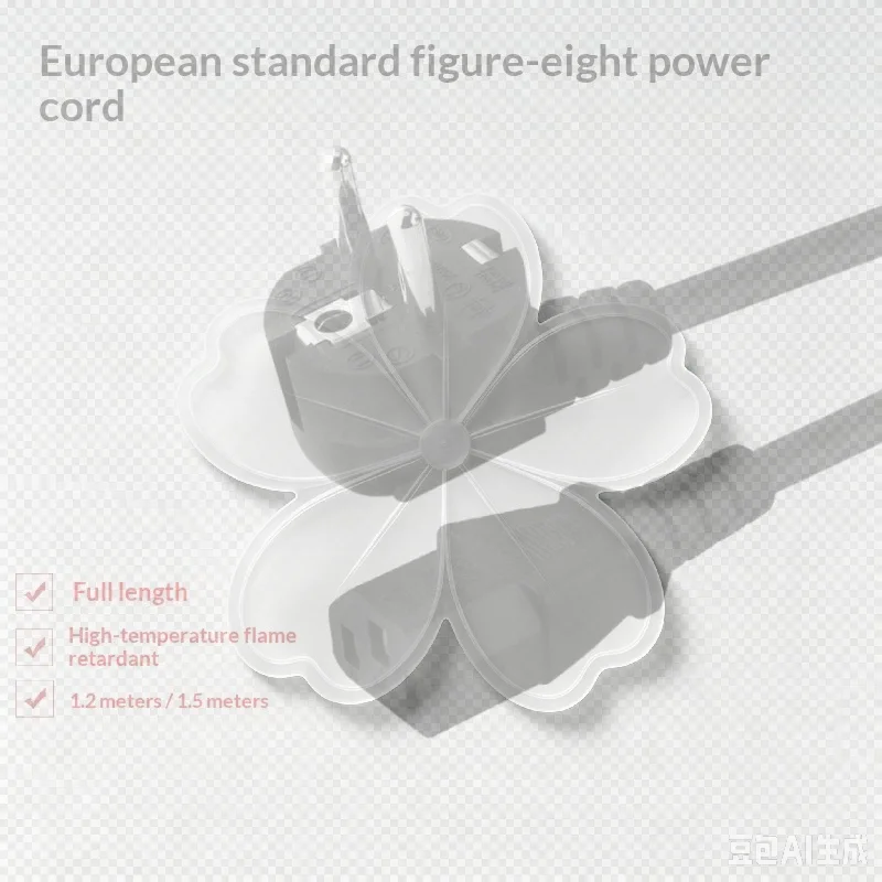 2 Pin EU Plug Power Cord 18 AWG 250V High Quality Universal Power Cable 1.2/1.5 Meters 5FT for Travel Use