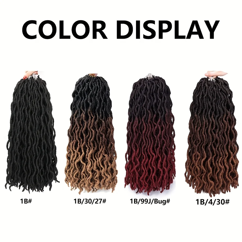 Goddess Faux Locs Crochet synthetic Hair 12 strands/Lot Soft Gypsy Locs Wavy Crochet Braids Dreadlocks 3 Tone Curly Wavy hair image 2