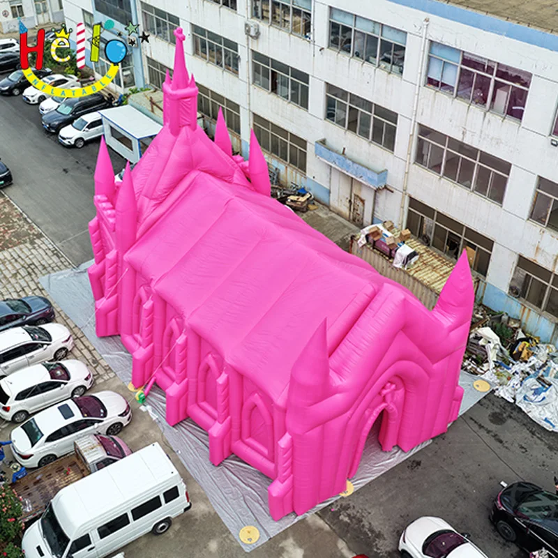 Giant Pink Inflatable Church Tent Portable Wedding Cathedral House for Ceremony Party Festival Decoration