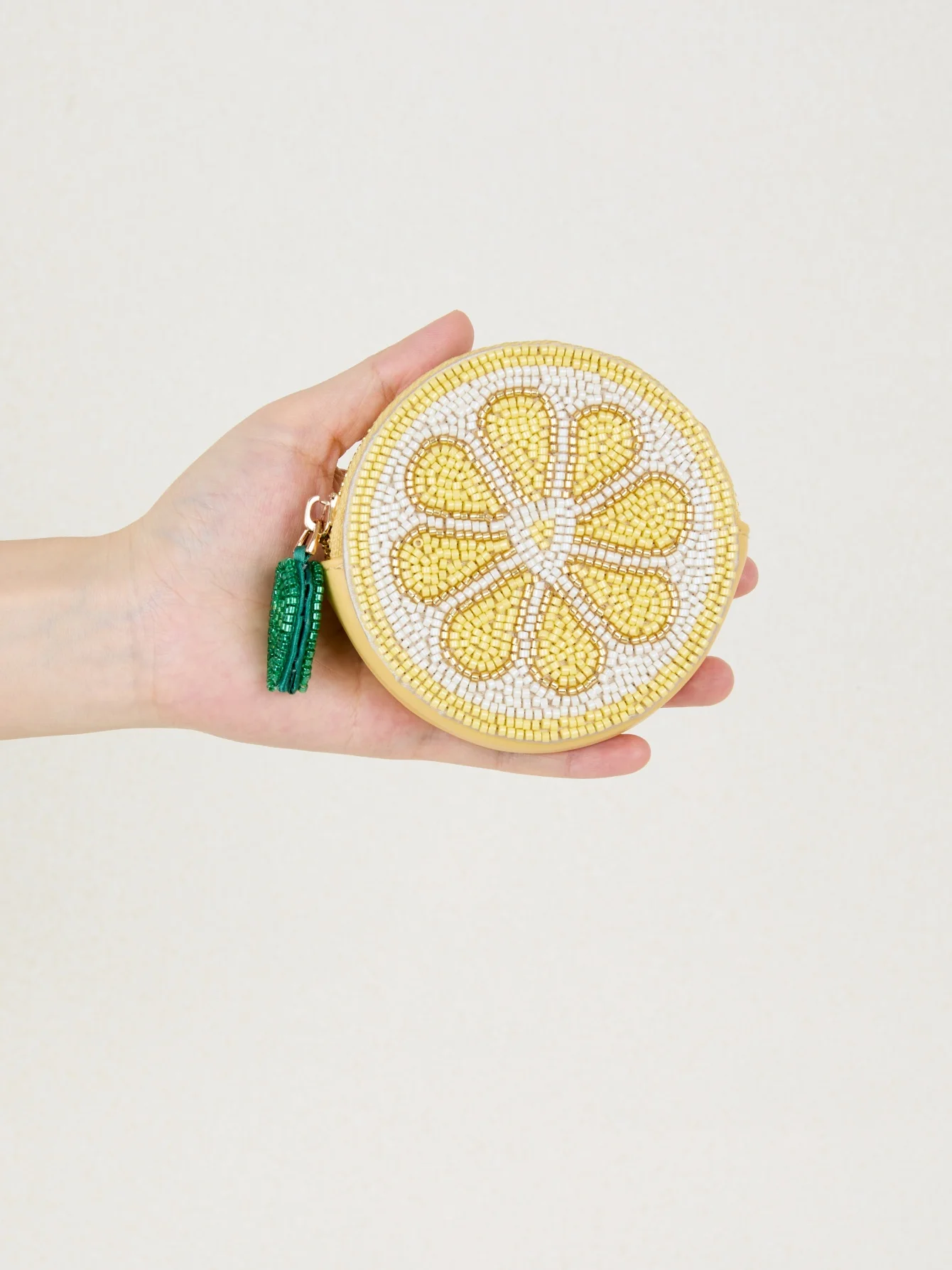 Embroidery beaded money wallet Beadwork fruit orange lemon round coin purse handmade small pouch orange colour 2026 spring new