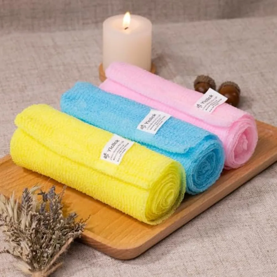 Exfoliating Washcloth Towel, Exfoliating Body Scrubber, Back Scrubber for Shower Bath Washer, Japanese Exfoliating Wash Cloth,