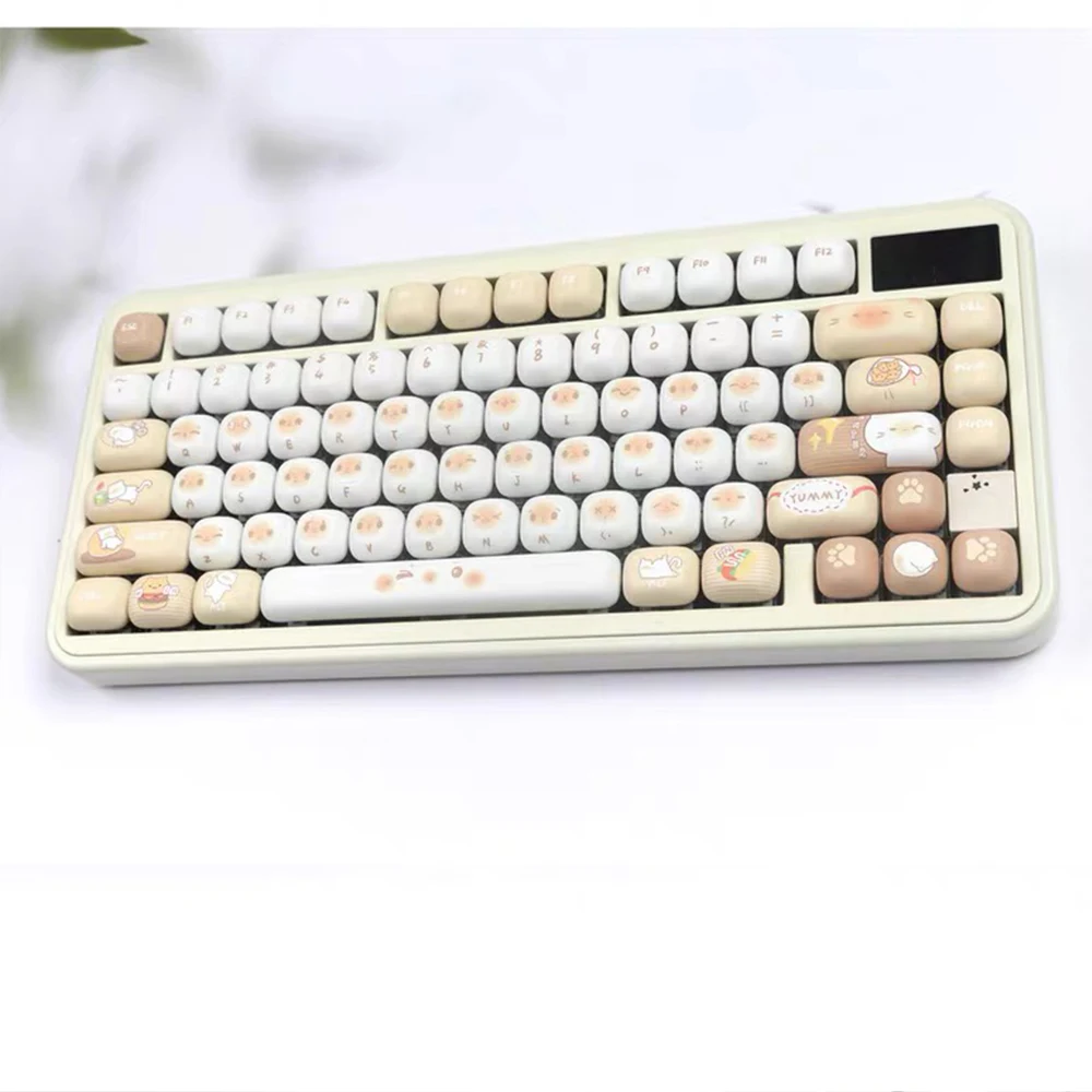 Teclas de pan al vapor de 136 teclas, perfil MOG, sublimación térmica, PBT, redondas, bonitas teclas Mantou para teclado mecánico para jugar, regalos