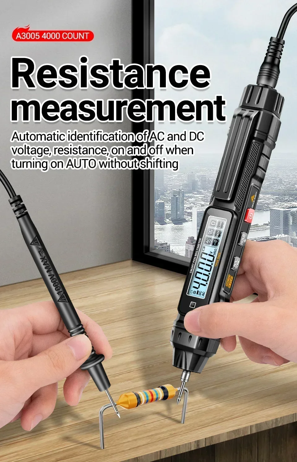 A3005+B20 Digitales Multimeter Professioneller Isolierter Spannungsprüfer Berührungsloser AC/DC-Spannungstester Doppelkopf-Schraubendreher – Detail 5