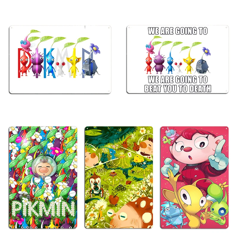 Pikmin Metal Sign Cinema Garage Pub Garage Vintage Painting Décor Pikmin Tin Sign Posters