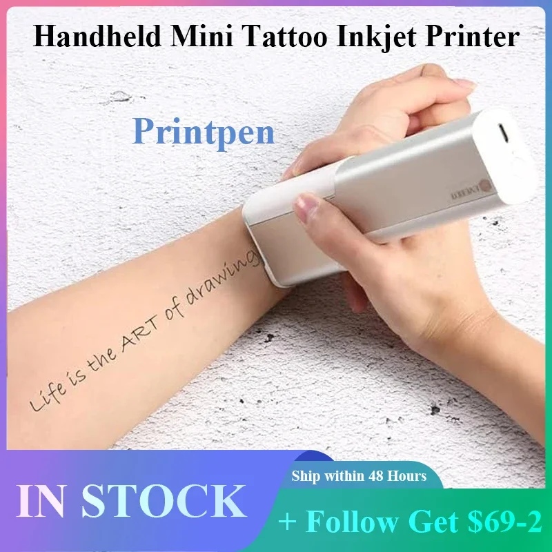 EVEBOT Printpen Handheld Mini Tattoo Machine Small Portable Creative Intelligent Inkjet Printer with Skin-friendly Ink