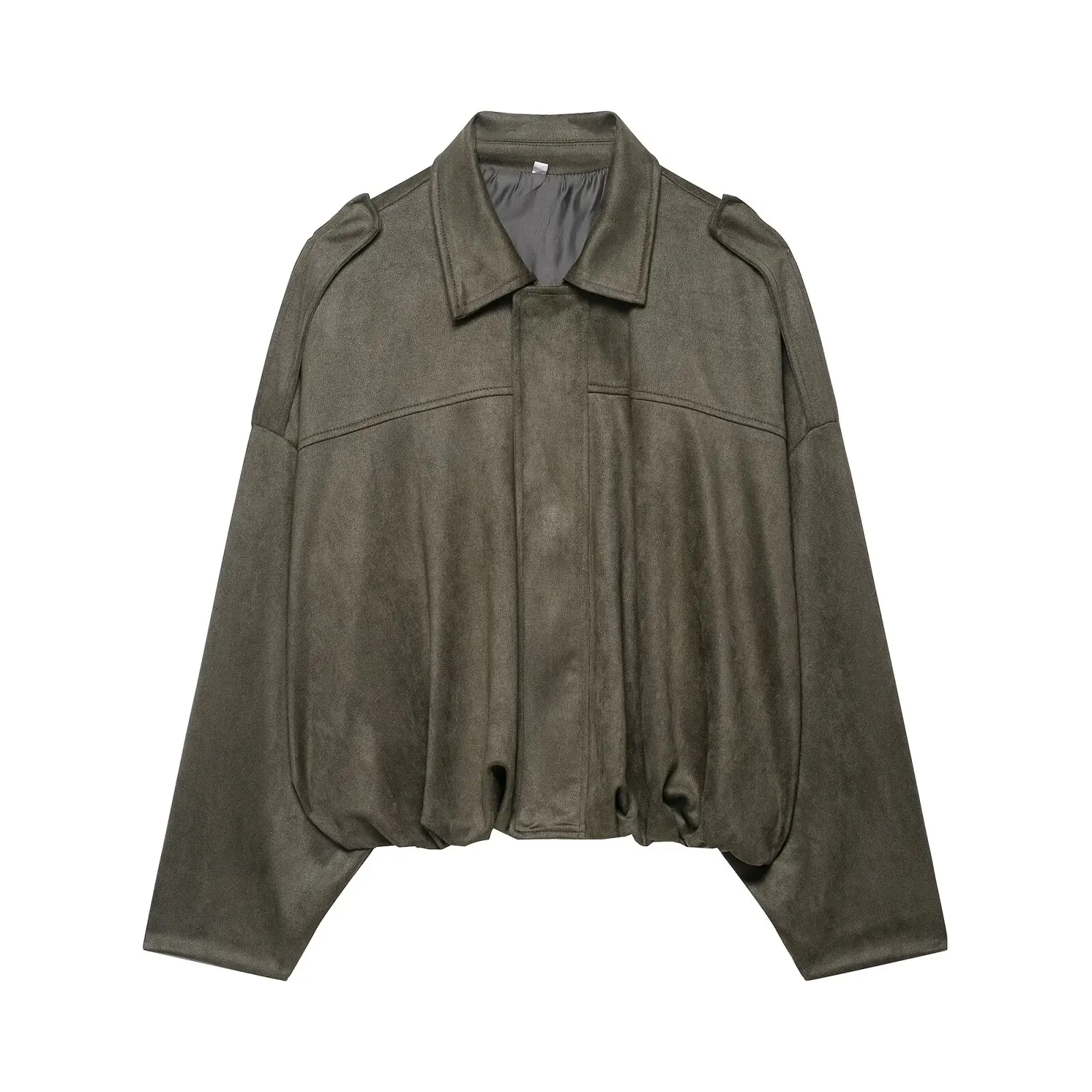 JNLEAOG Pilota da donna Jaet effetto pelle scamosciata Capispalla Autunno Nuovo Sle Caldo poliestere Lungo Sve ort Cappotto Chiusura con cerniera