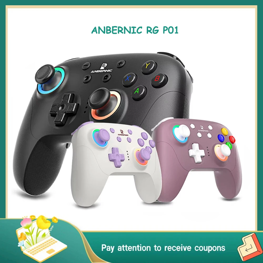 ANBERNIC RG P01 RGP01 Gamepad Wired Wireless Bluetooth RGB Hall Effect Joystick XBOX Game Controller for PC Android IOS Steam