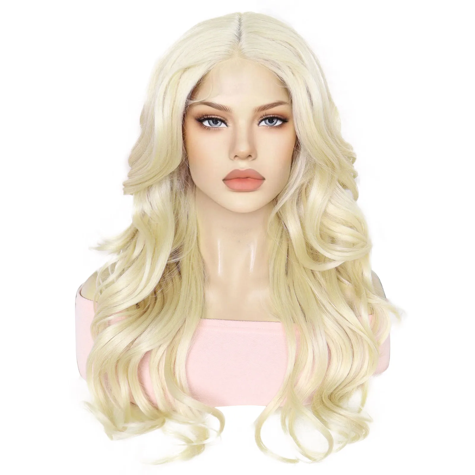 Synthetic 13*4*1 T-Part Lace Blonde Wig with Baby Hair, Long Wavy Premium Hair Lace Front Wig, Middle Part Style