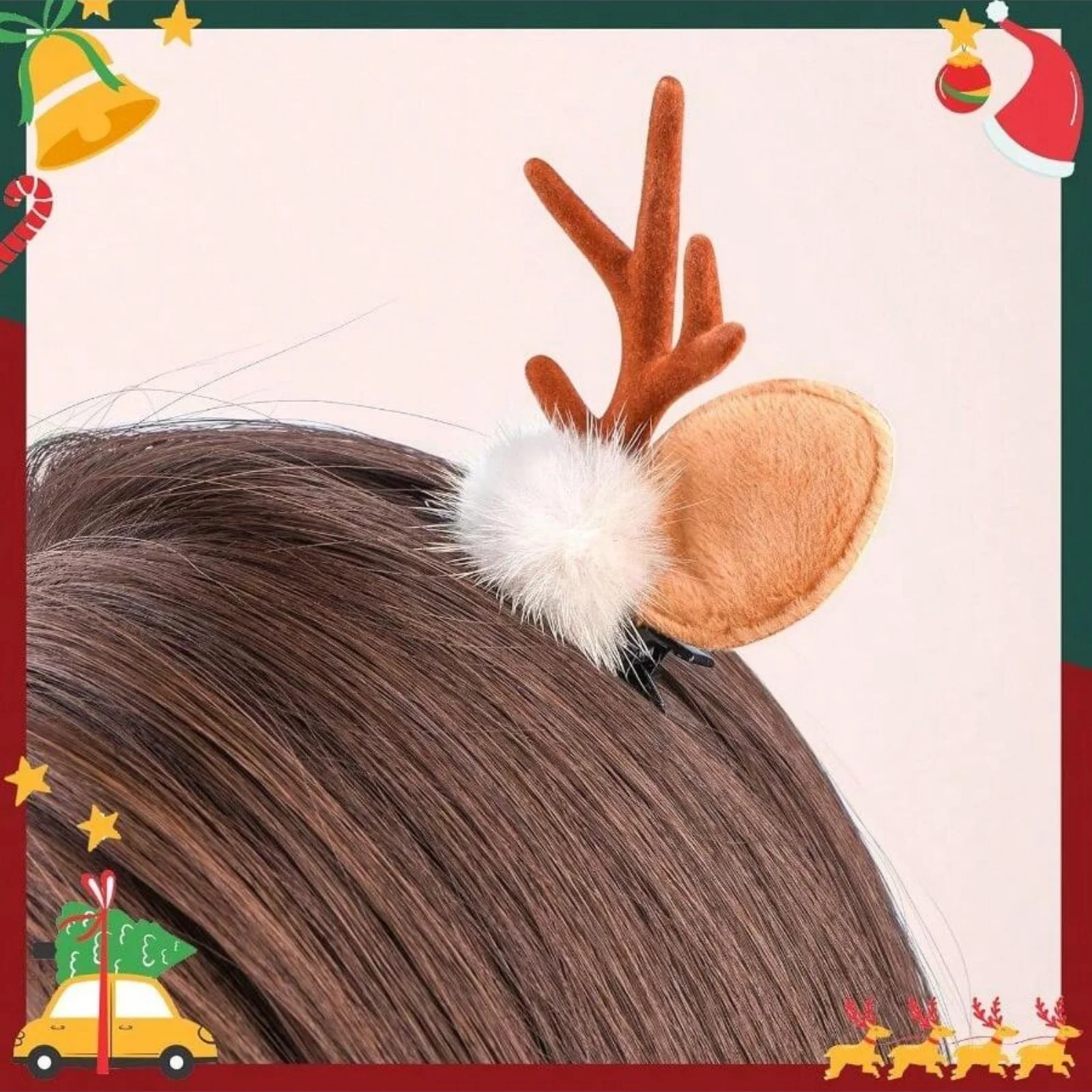 2 قطعة قرون الرنة عيد الميلاد مقاطع الشعر لطيف الغزلان قرون Headbands آذان الغزلان دبابيس الشعر عيد الميلاد إكسسوارات الشعر