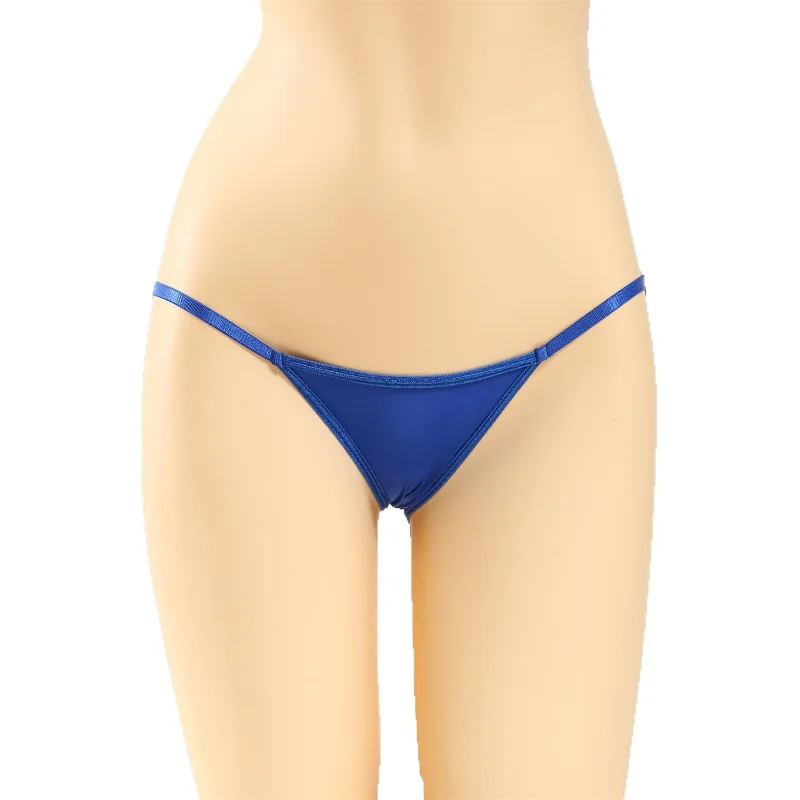 Women Sexy Briefs Super Low Waist Oil Shiny Glossy Underwear Elastic Smooth Ice Silk Mini Bikini Panties Exotic Lingerie Thongs