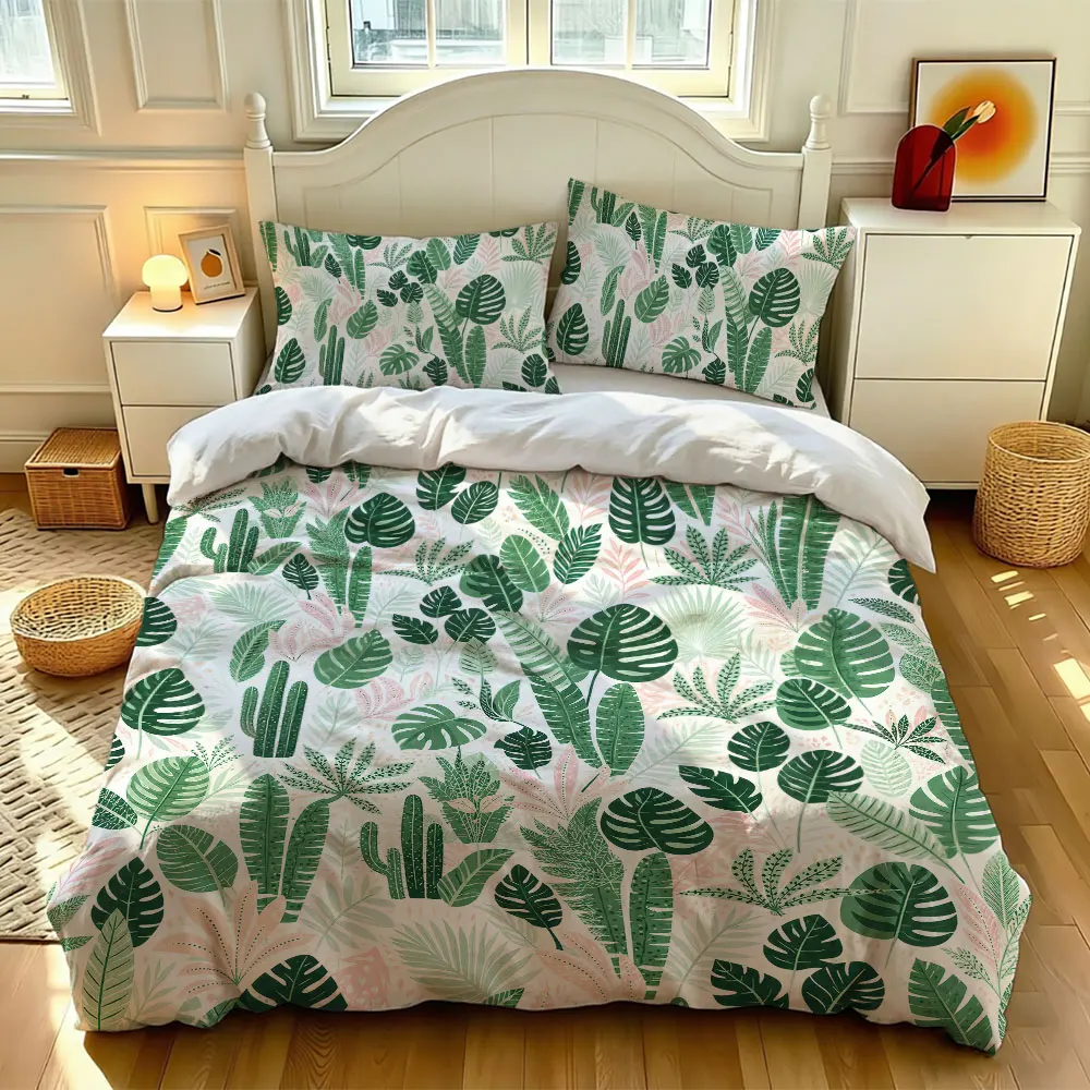 3pcs Rainforest Print Series Coreless Summer Cool Duvet Set Multi Size Bedroom Dormitory Bedding Decoration Machine Washable