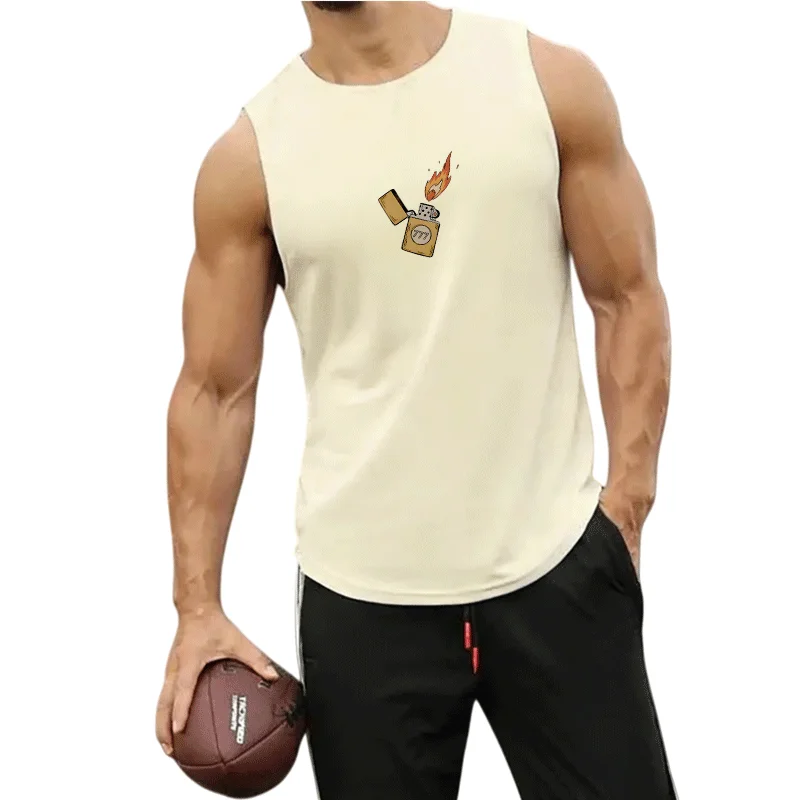 

Men's European Size 2 Piece Beach Vest and Shorts Set Summer Casual Trendy Sportswear for Outdoor Jogging Basketball Training
