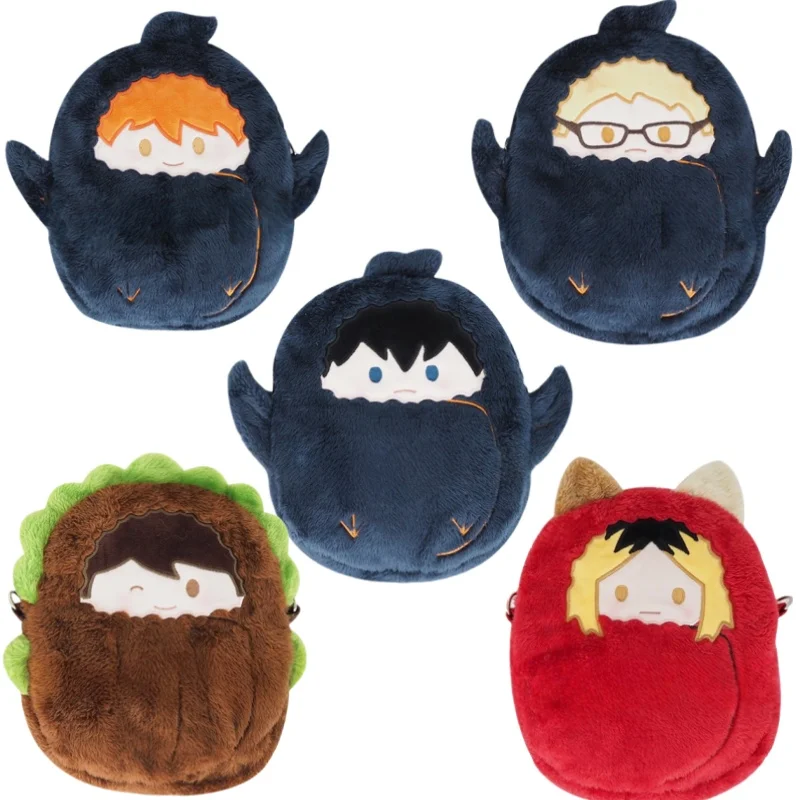 

New Haikyuu!! Crossbody Bag Double-sided Plush Cartoon Hinata Shoyo Itabag Anime Goods Support Commuting Casual Fashion