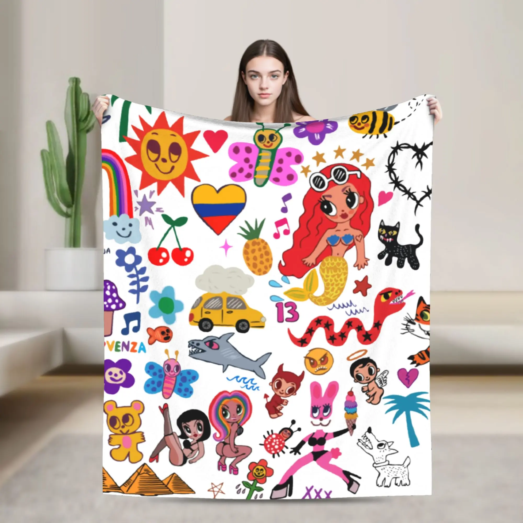 Karol G Blankets  Plush Funny Breathable Throw Blankets for Coverlet Summer