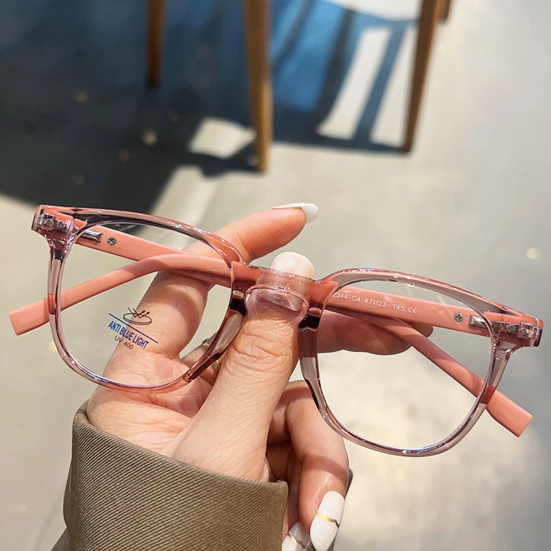 Luxury Pink Eyewear Frame Vintage Anti Blue Light Square Glasses Women For Men Brand Designer Myopia Prescription Optical Frame