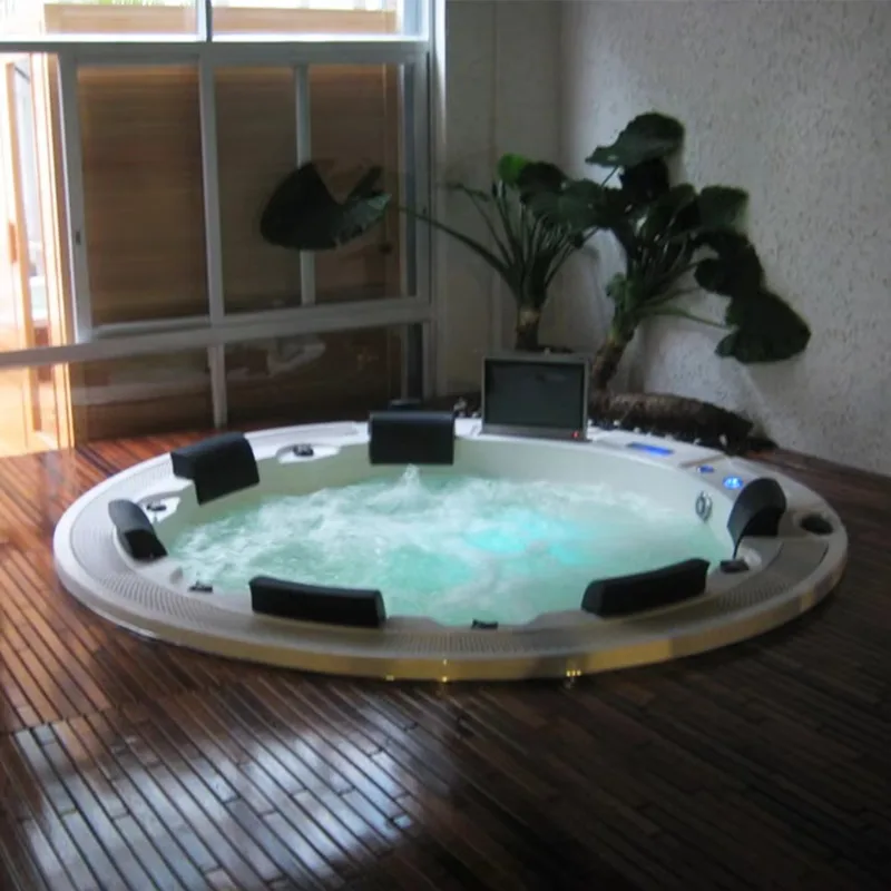 FL Acrylic Outdoor Whirlpool Massage Pool, 130 Bubble Jets Inflatable Hot Tub, Heated Spa for Garden & Deck
