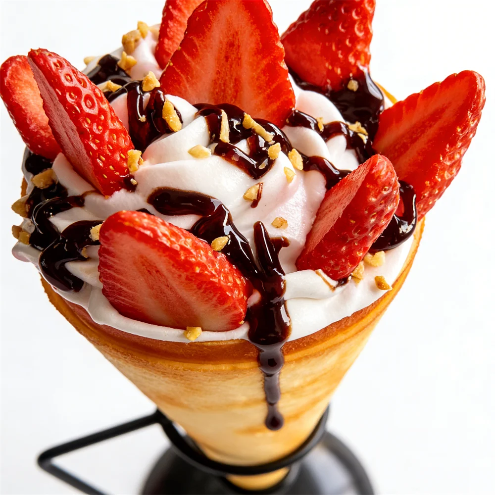 Strawberry Crepe Japan Travel Nutella Chocolate Food Model Stand Display Ice Cream Sea Salt Butter Melted Delicious Snack Treat