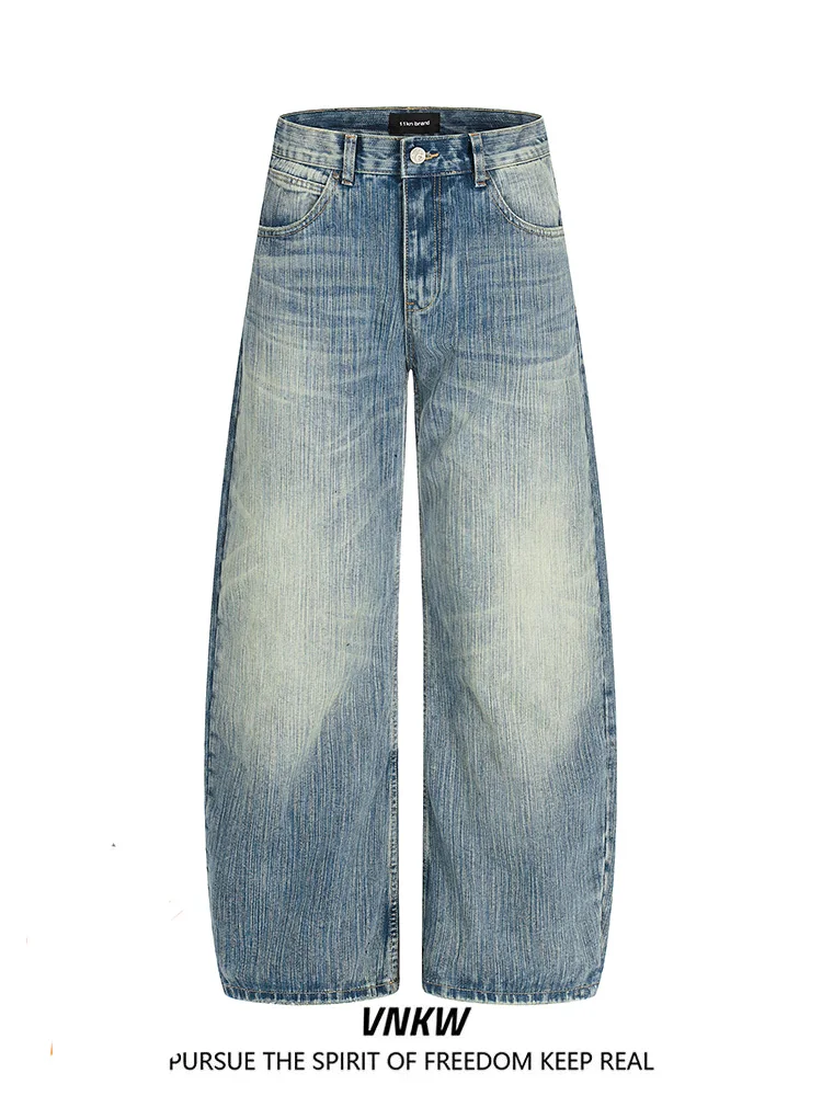 

Retro Washed Casual Loose Straight Leg Jeans Knife Design for Men And Women Cleanfit Wide Leg Long Pants