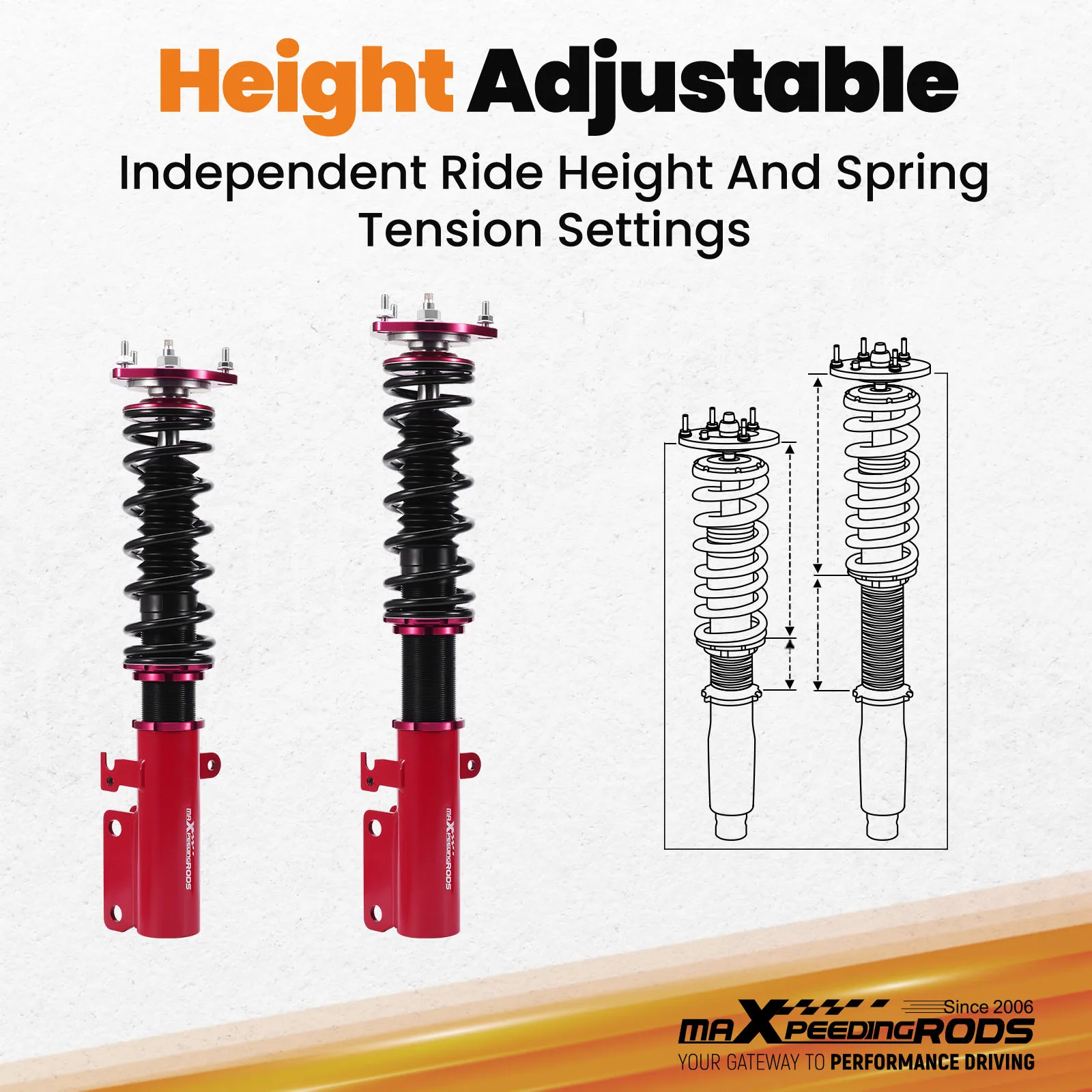 طقم خفض التعليق كويلوفيرز للتخميد 24 مستوى لسيارة تويوتا كامري 2007-2011