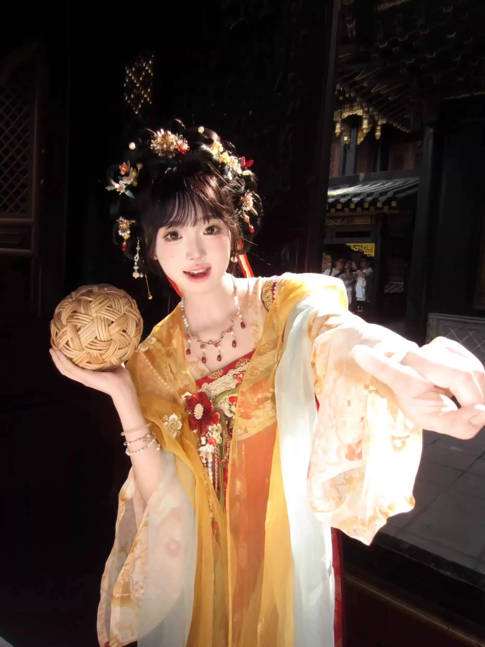 Fireball Silver Flower Hanfu Women's Double-Breasted Shirt with Cut Flower Embroidery Strap Chest-Length Skirt Set Best Friend