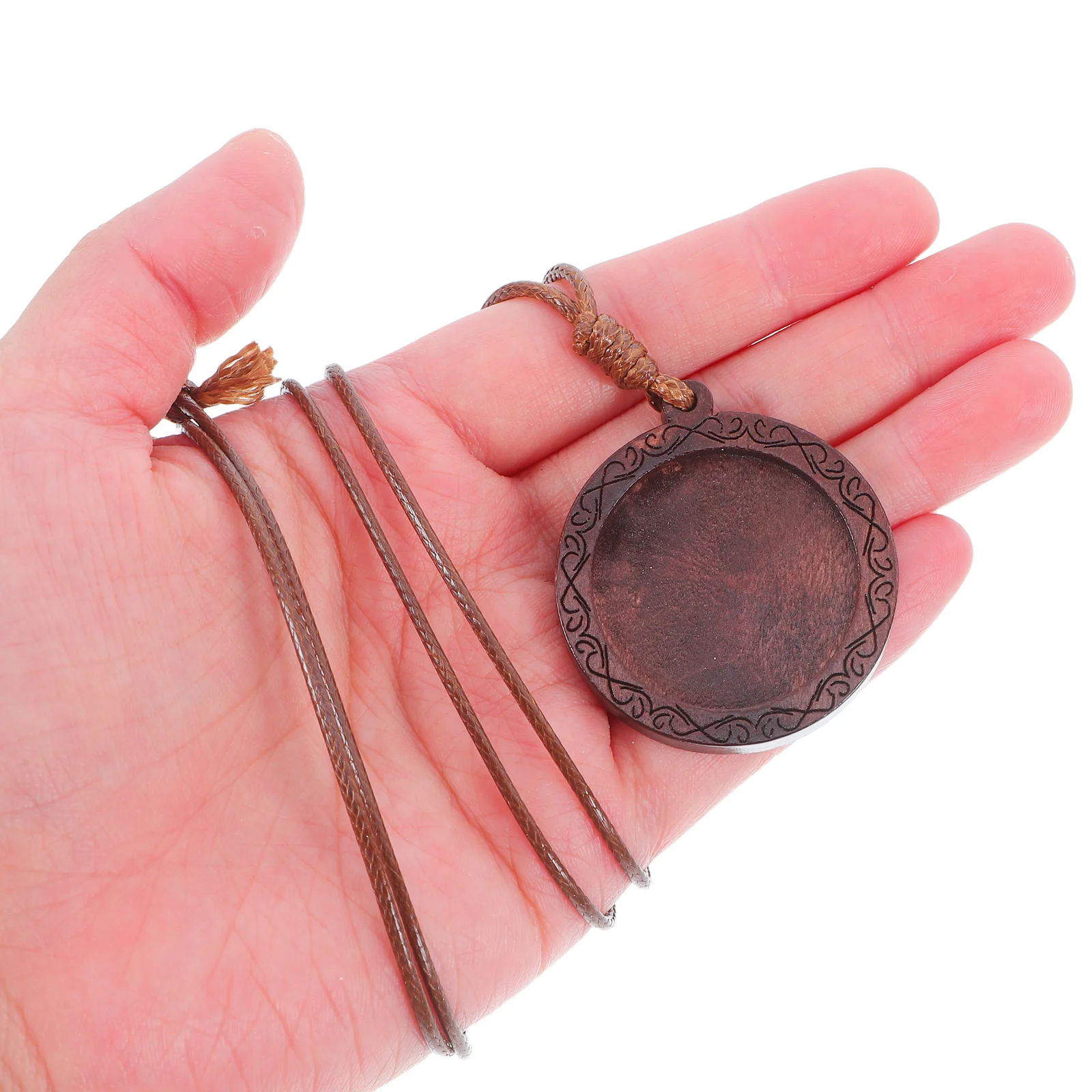 

5 Pcs Jewelry Wood Bottom Holder Necklace Blank Ring Base Tray Circle Pendant Trays Dangle Crafts Bezel