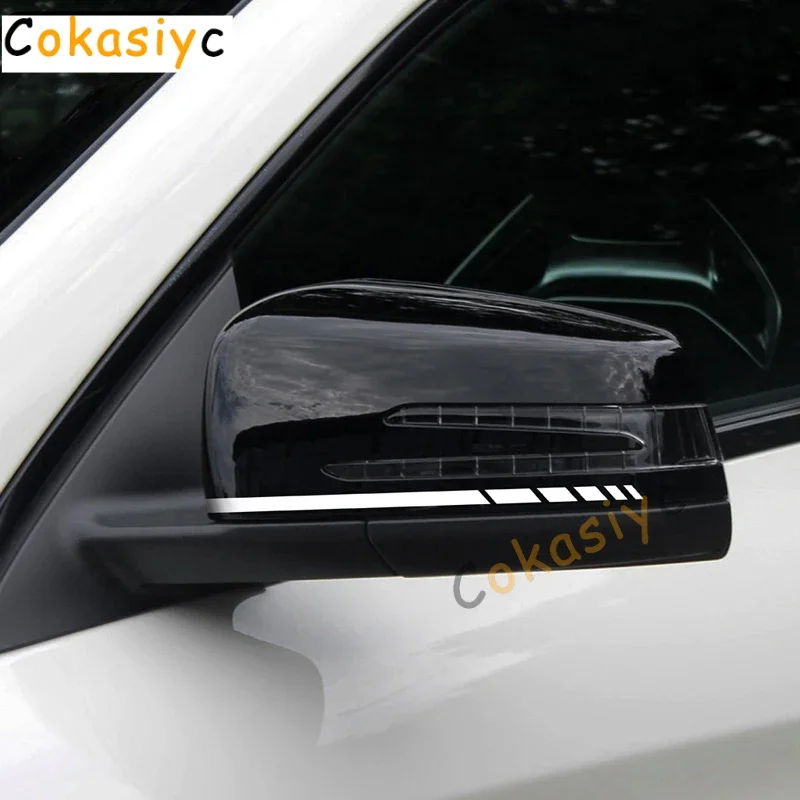 Hot Car Sticker 2 Sets 4PCS Truck Vinyl Stripe Rearview Side Mirror Decal Vehicle Body Accessories Black /Silver 20 * 0.7cm view 4
