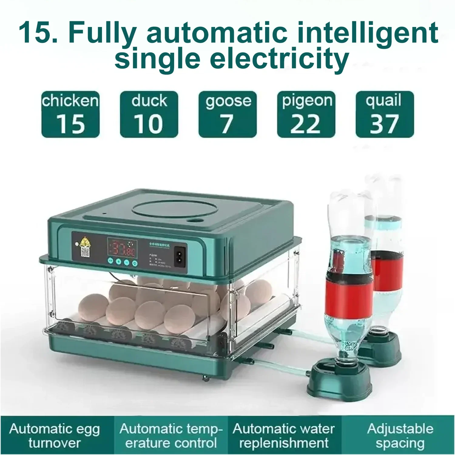

Water Ion Replenishment And Temperature Control Incubator 9/15/30/48 Egg Incubator With Drawer Type Mini Egg Incubator Automatic