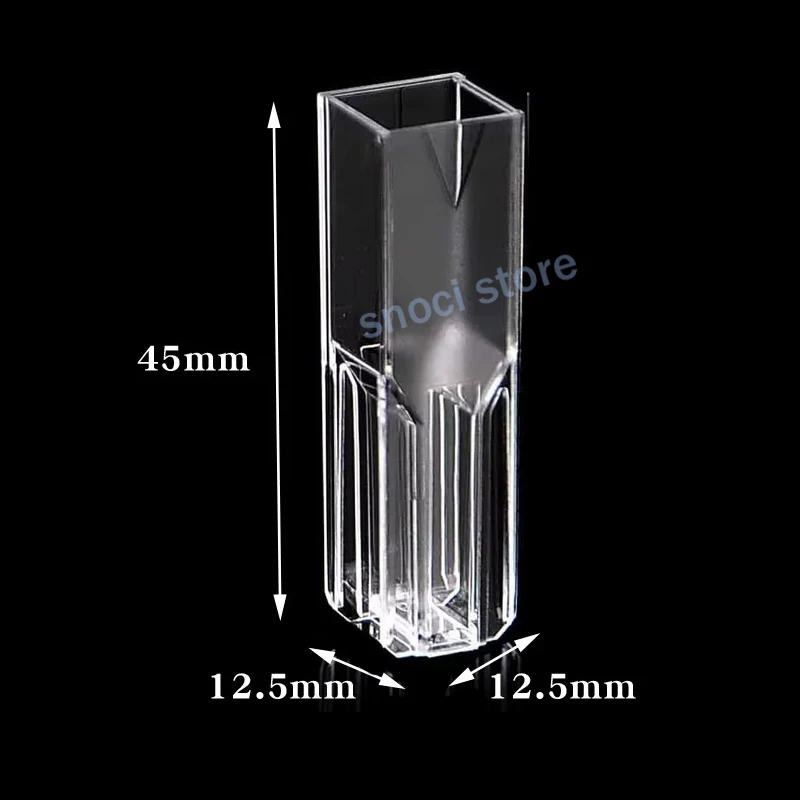 PS Cuvette 1.5ml Spectrophotometer Semi Micro Plastic Cuvettes Light Path 10 mm Wavelength Range 340 ~ 750nm 100Pcs